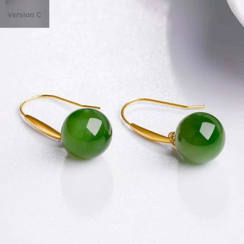 Oriental Jade Hetian Jade Earrings Jasper Women's-2