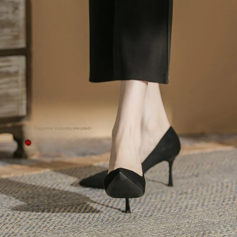 HKCP Slim Heel High Heels 6.5cm Women's Black-1