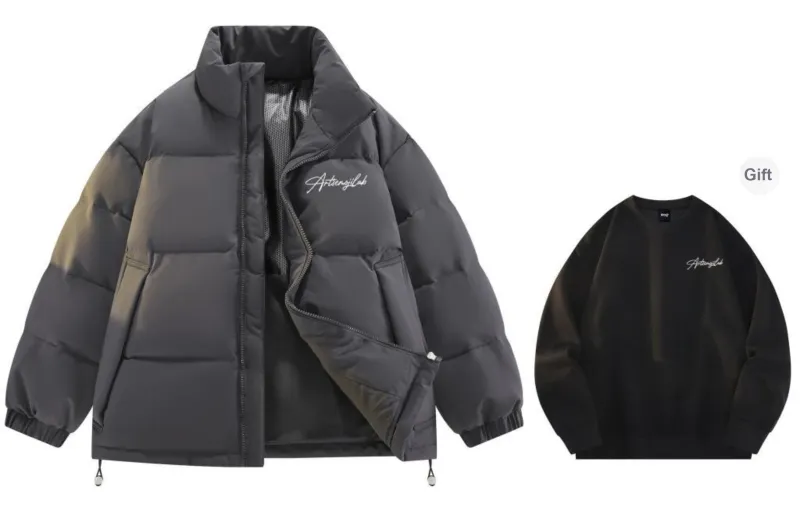 Emoji Down Jacket Unisex Black Red-27
