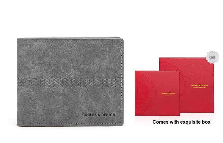 CNOLES Leather Money Clip Card Holder Wallet Men's Dreamy Gray