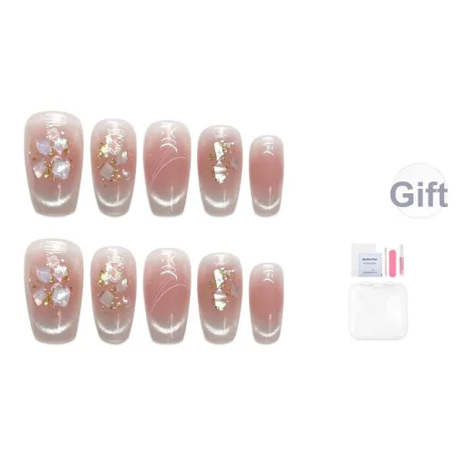 Yun Yue Joe Ледяной Белый Жемчужный Shell Румяна Осветляющий Розовый Смешанный Мягкий False Nail Короткий LADDER 20 мм