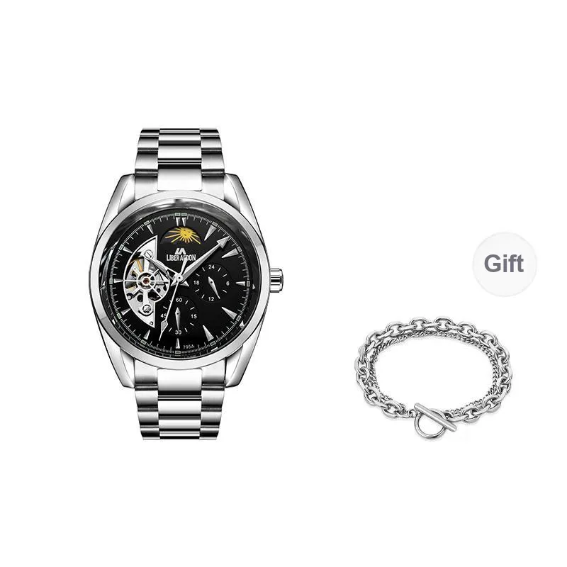 LIBER AEDON Mechanical Movement White Dial Men's Watches-11