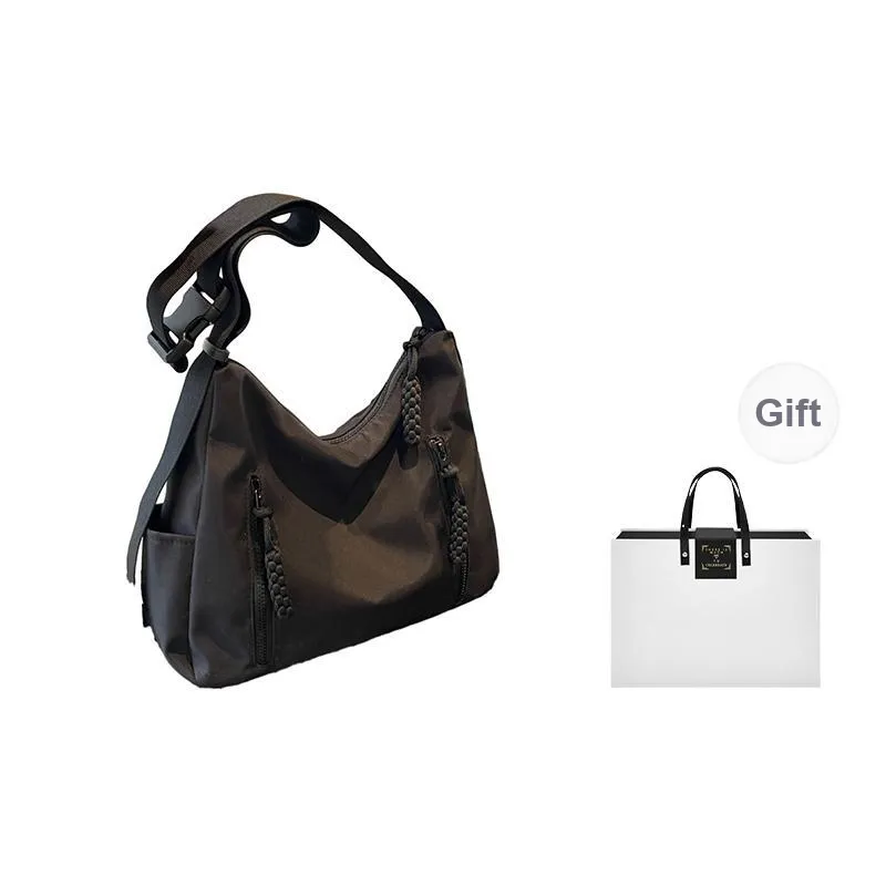 MUYKUY Oxford Shoulder Bag, Crossbody Bag Unisex Black/Ecru-13