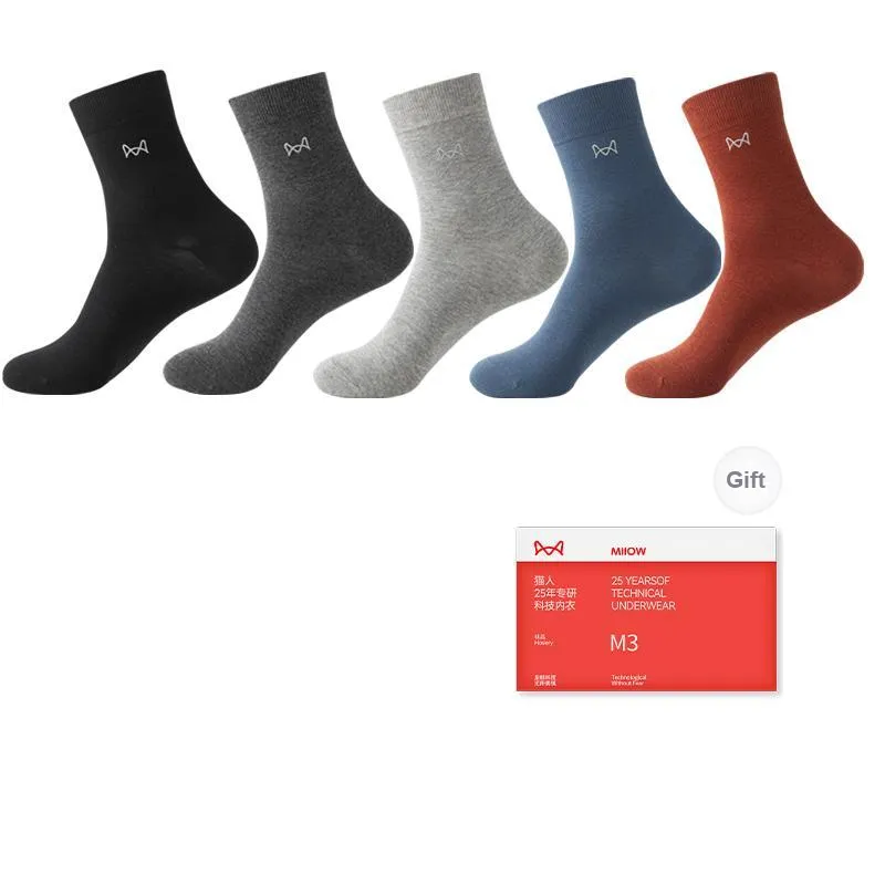 MIIOW Mid Calf Socks Men's 5 Pack Gift Box Set-15