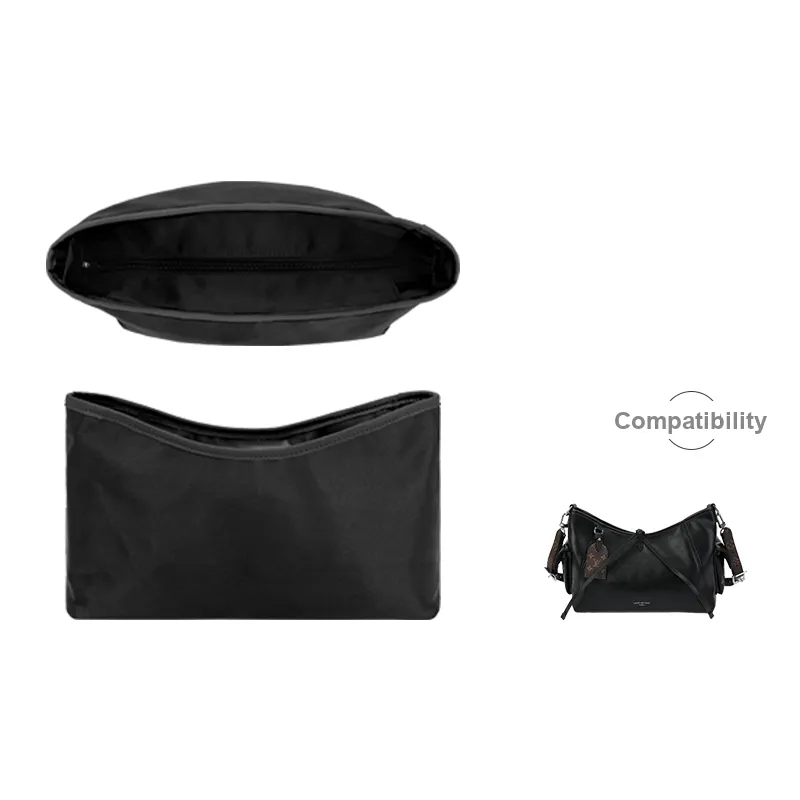 Tide Satin Medium Bag With Shape Maintaining Storage Lining Interior Pocket And Built in Bag Accessory Unisex Black-0