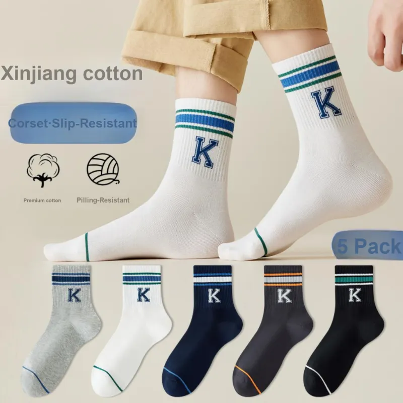 MIIOW Mid Calf Socks Men's 5 Pack Mixed Color-1