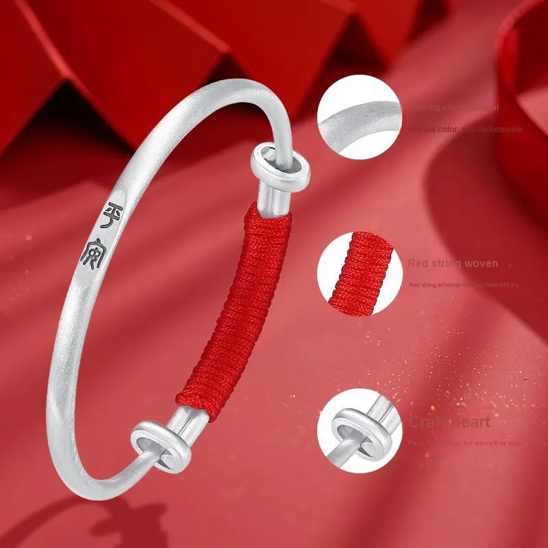 JINLIUFUJIXIANG S999 Sterling Silver Bracelets Kids'-2