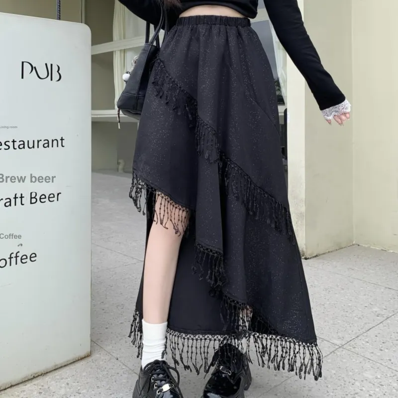 PAVEA Casual Long Skirts Women's Black-2
