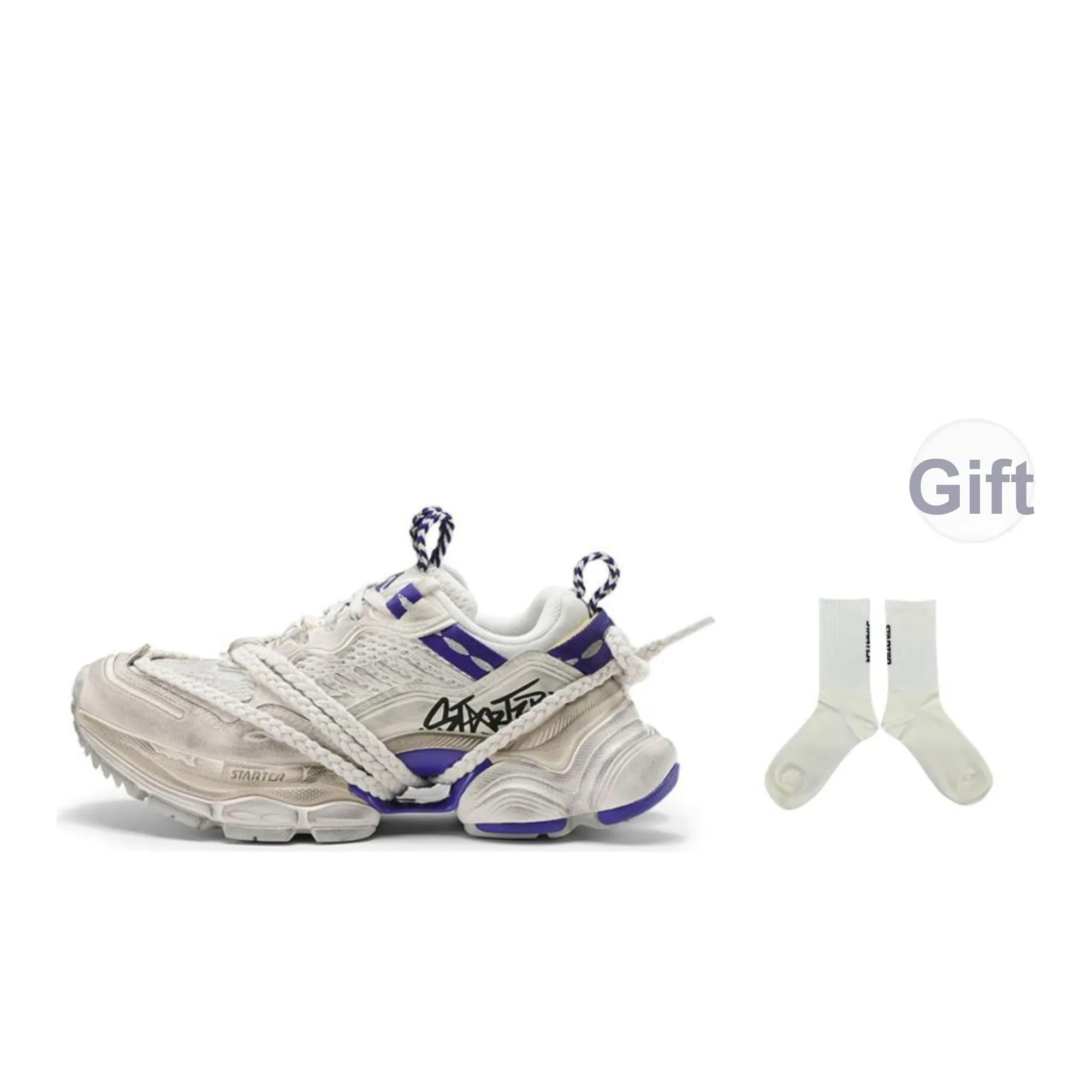 STARTER Anti-Slip And Wear-Resistant Height Increasing Low-Top Chunky Sneakers Unisex Blue