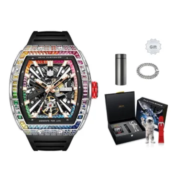 GEYA China Aerospace ASES Collaboration Aerospace X Rainbow Mechanical Movement Watch Men's Watches Cut Out Dial