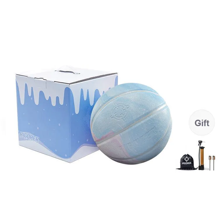 RIGORER PU Ice Cream Basketball Blue Pink Mismatched Color Size 7 Street Training Competition-6