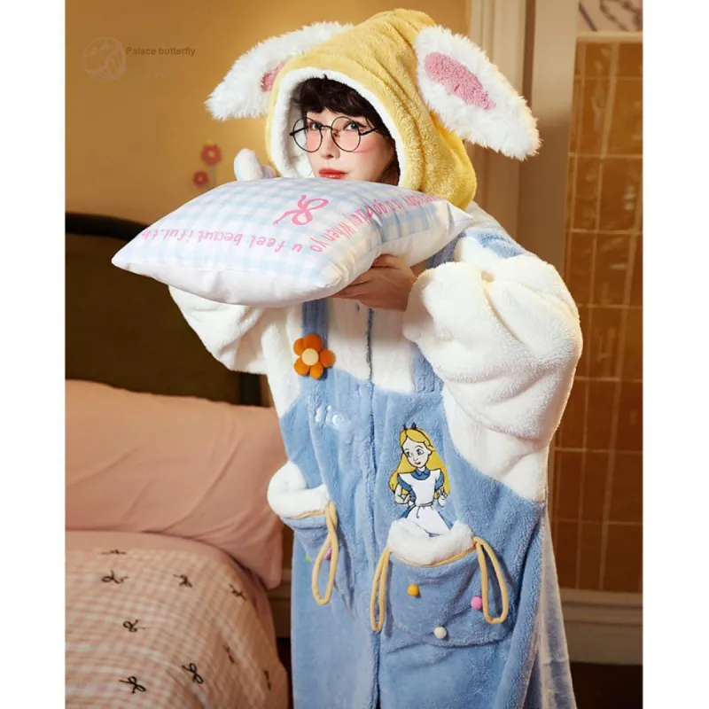 Gongdie x Disney Bath Robes Women's Blue-5