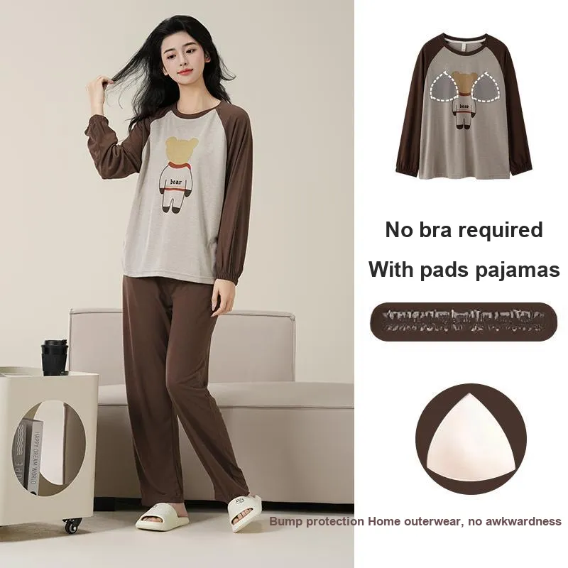 XIAFENYAN Pajama Set Women's Brown-3