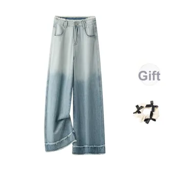 CPAURA Jeans Women's Light Blue+Bowknot Hair Tie Comes With