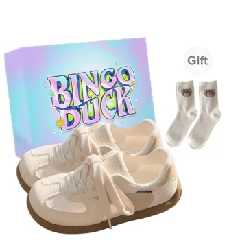BINGO DUCK Slip Resistant Cushioning, Breathable, And Lightweight Low Top Skateboard Shoes Women's Ecru