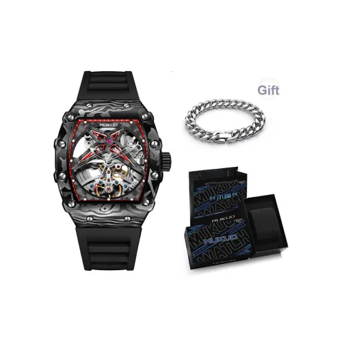 MUKUO Pioneer Collection Автоматический механический механизм силиконовый ремешок часы для мужчин циферблат с открытым механизмом