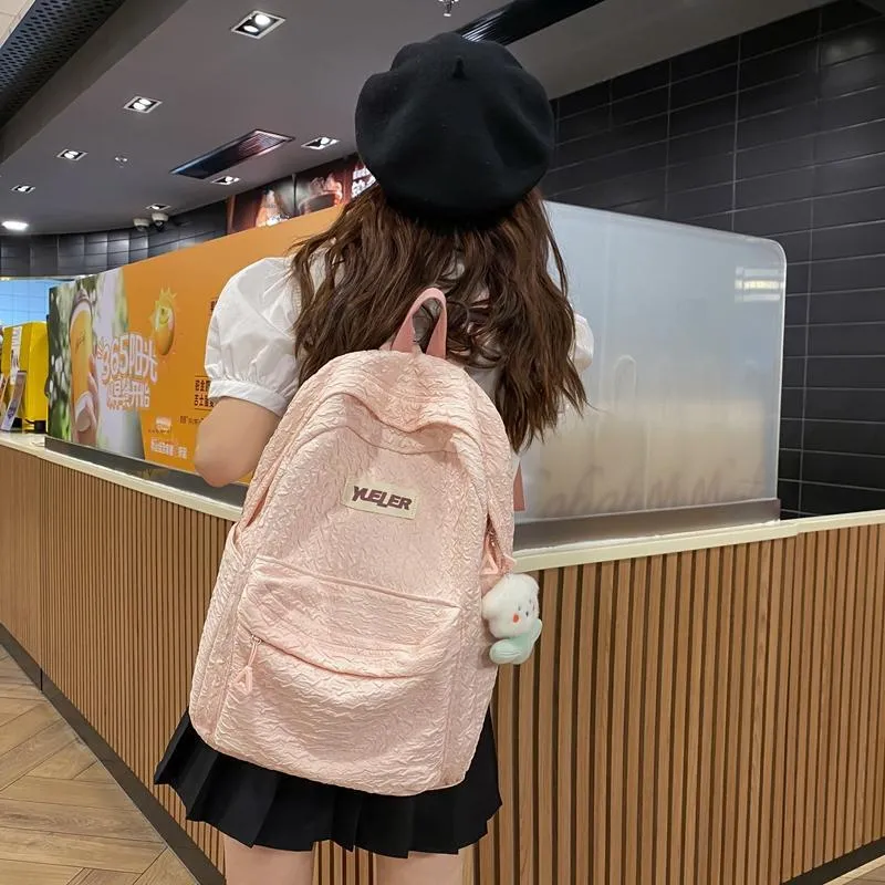 OUZIHUANG Nylon Backpack Large Size Unisex Black/White/Yellow/Green/Pink/Blue-21