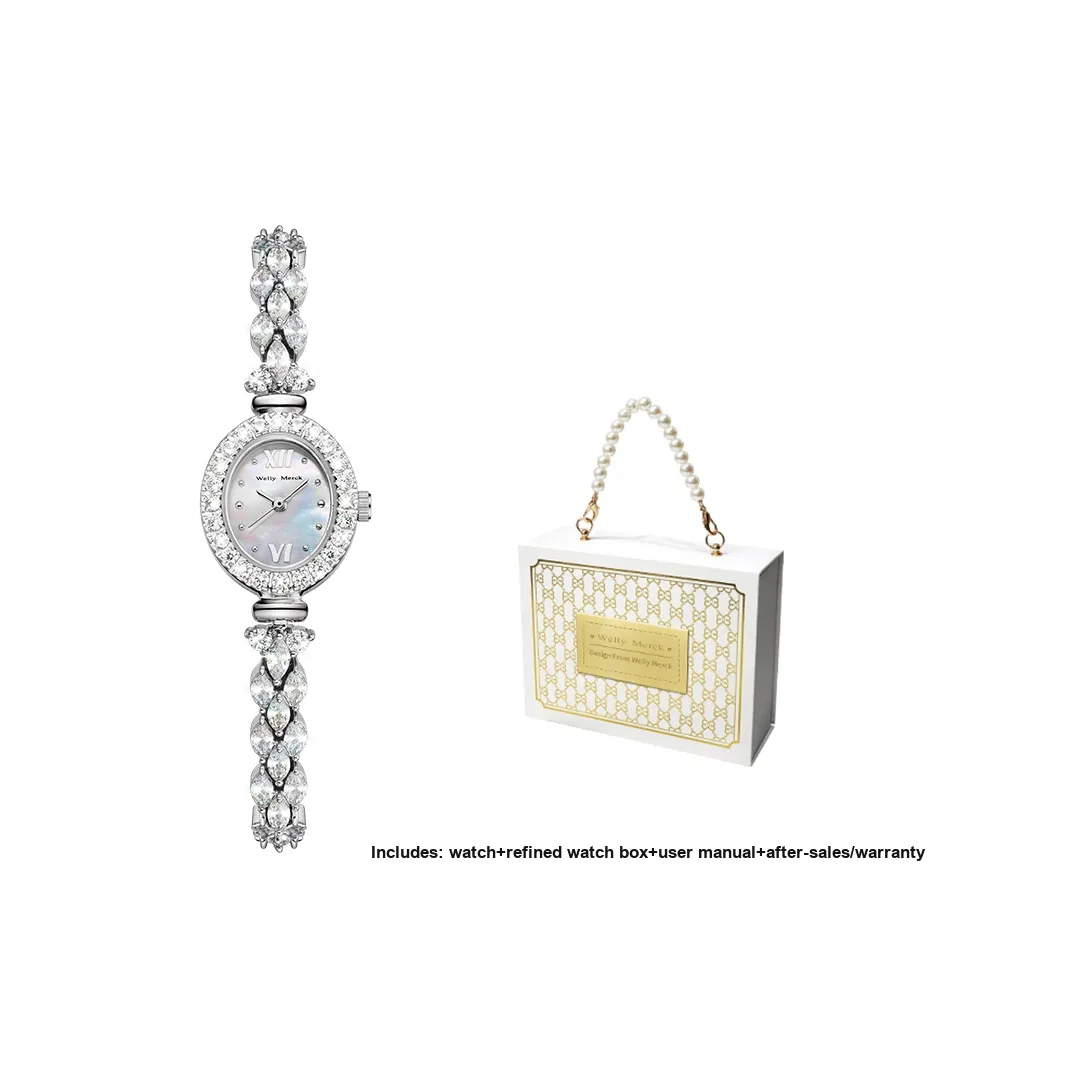 Welly Merck Кварцевый механизм Женские часы 23 Серебристый циферблат Корпус из нержавеющей стали Ремешок из нержавеющей стали