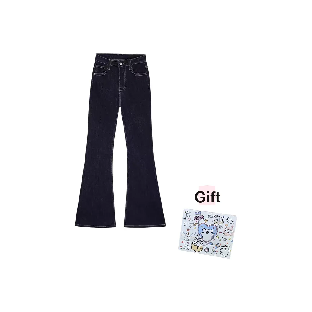 MARIE·COCO Темно-синий Флис Линейные Джинсы Женские Джинсы