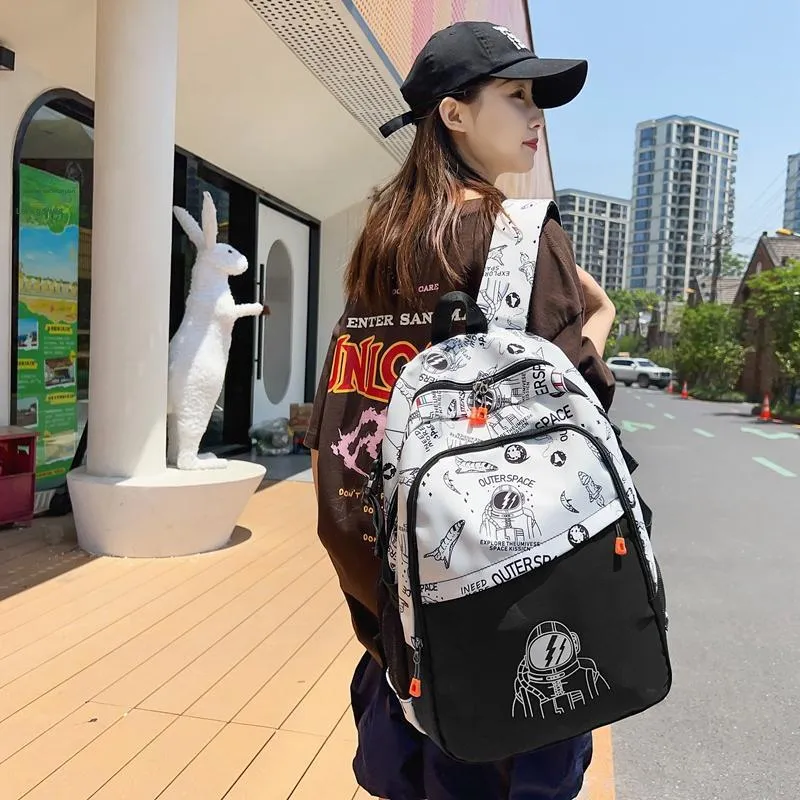 Wolfhorse Nylon Backpack Unisex Black/White/Khaki-14
