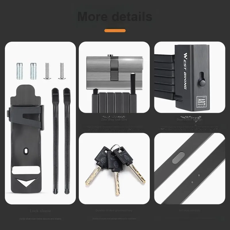 WEST BIKING Bicycle Locks Folding Lock-7