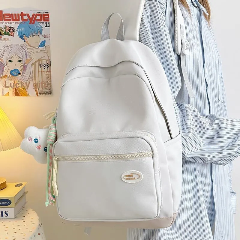 BAODIDAISHU Nylon Backpack Unisex Yellow/Black/Light Gray/Blue/Purple/Green-12