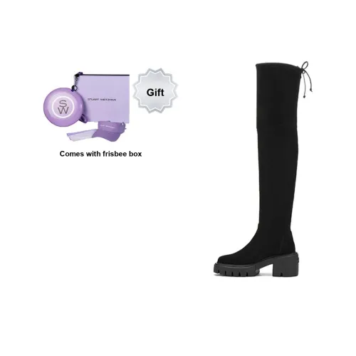 Stuart Weitzman SW Soholand Boot Over The Колено Ботинки Женские Черный Фрисби Коробка