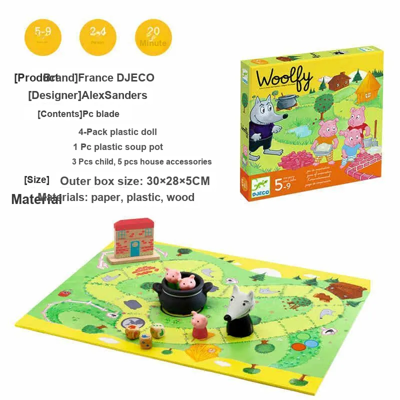 DJECO 3 Pack Piglet Educational Development Toy Casual Party Game Board Games-2