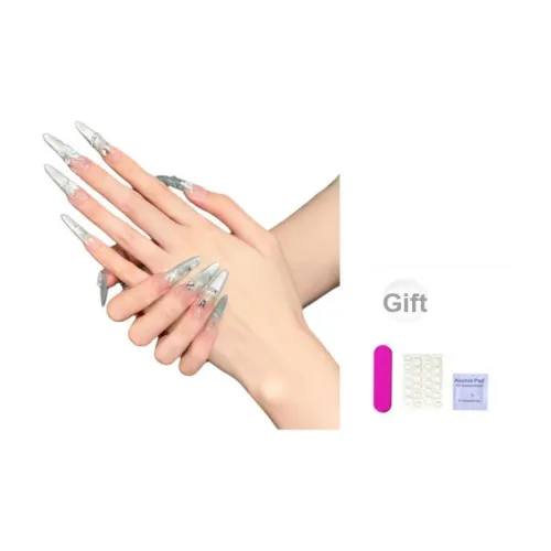 XIBI Handcrafted False Nail 4,0 Кошачий глаз Носимый Ногтей Пластина Элегантный Миндаль Синий Jump Цвет