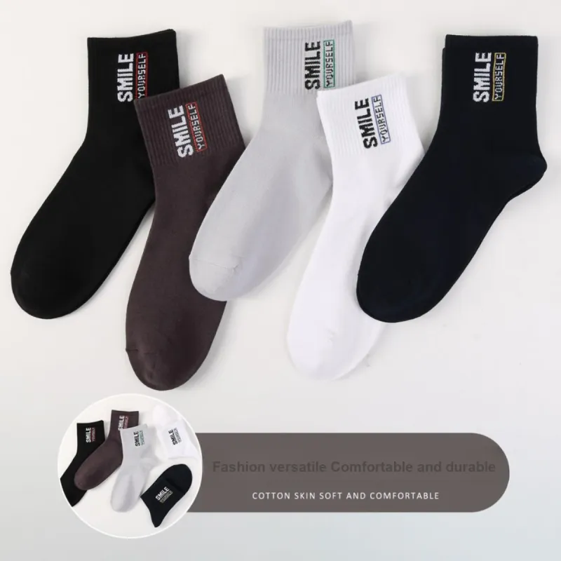 H YXIANG Mid Calf Socks Men's 5 Pack Mixed Color-2