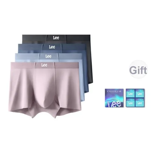 Lee совместный бренд модель Трусы Мужские Бесшовные Дышащие Антибактериальные Летние Удобные Боксеры 4 упаковки Подарочный набор в коробке