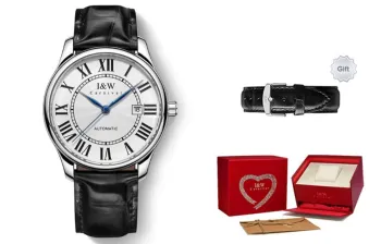 I&W CARNIVAL HWGUOJI Automatic Mechanical Movement Genuine Leather Strap Watch Unisex White Dial