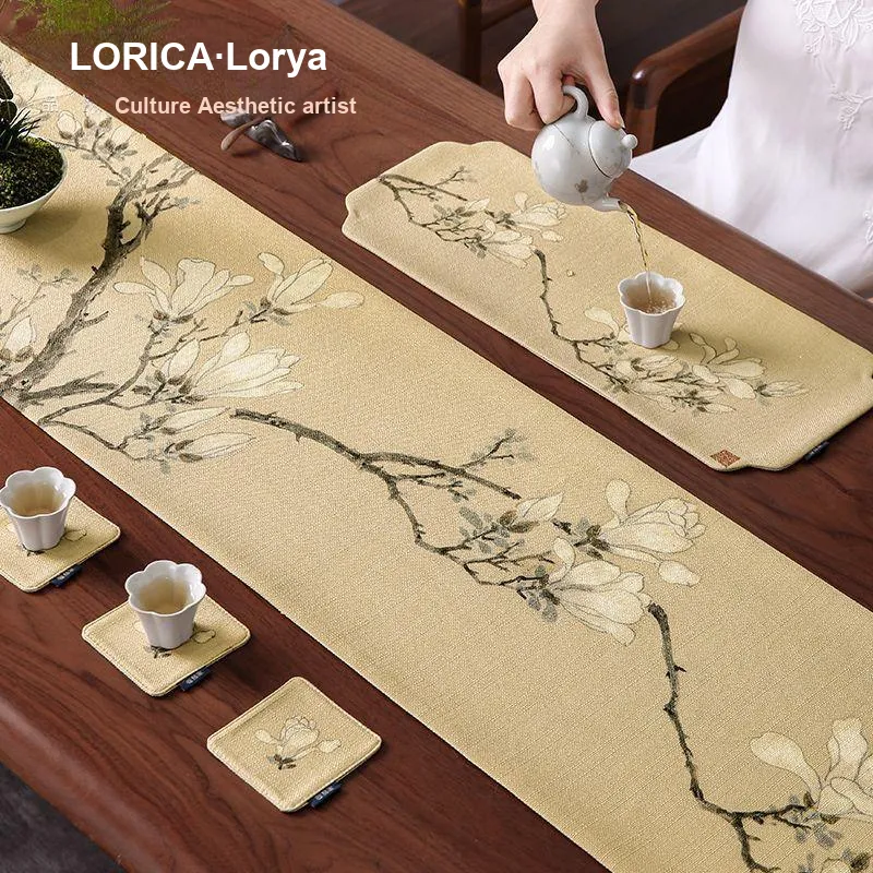 LUOYIJIA New Chinese Style Waterproof Tea Mats, Tea Table Runners, Zen Tea Table Tablecloth-2