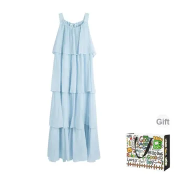 PZHK Slip Dresses Women's Blue Shopping Bag Included