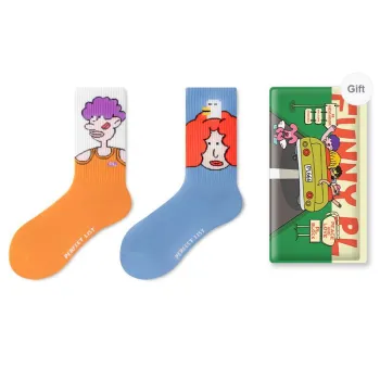 PL Mid Calf Socks Unisex Shopping Bag 2 Pack Mixed Color
