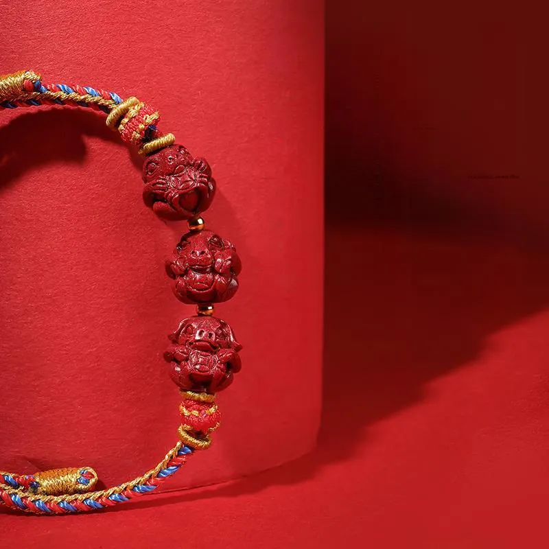 With The Heart Of The Jade Reconstructed Cinnabar Bracelets Unisex-9
