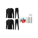 Silk 2-Piece Underwear Set (Black+Black) German Fleece-Lined/Premium Gift Box Set