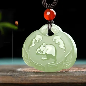 Liu Jinfu Hetian Jade Pendants Pale Greenish White Jade Unisex
