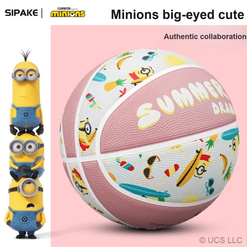 SIPAKESPORT x MINIONS Rubber Basketball Pink/White Print Size 4 Size 5 Ball Training Unisex-4