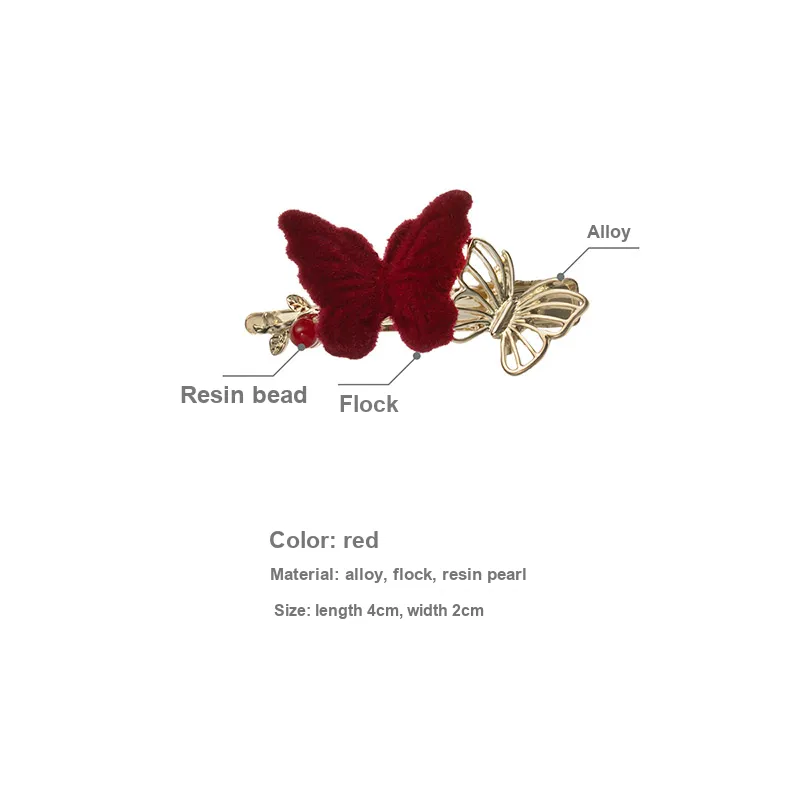 Yiru Alloy Flock Hair Clip Clamp Women's-2