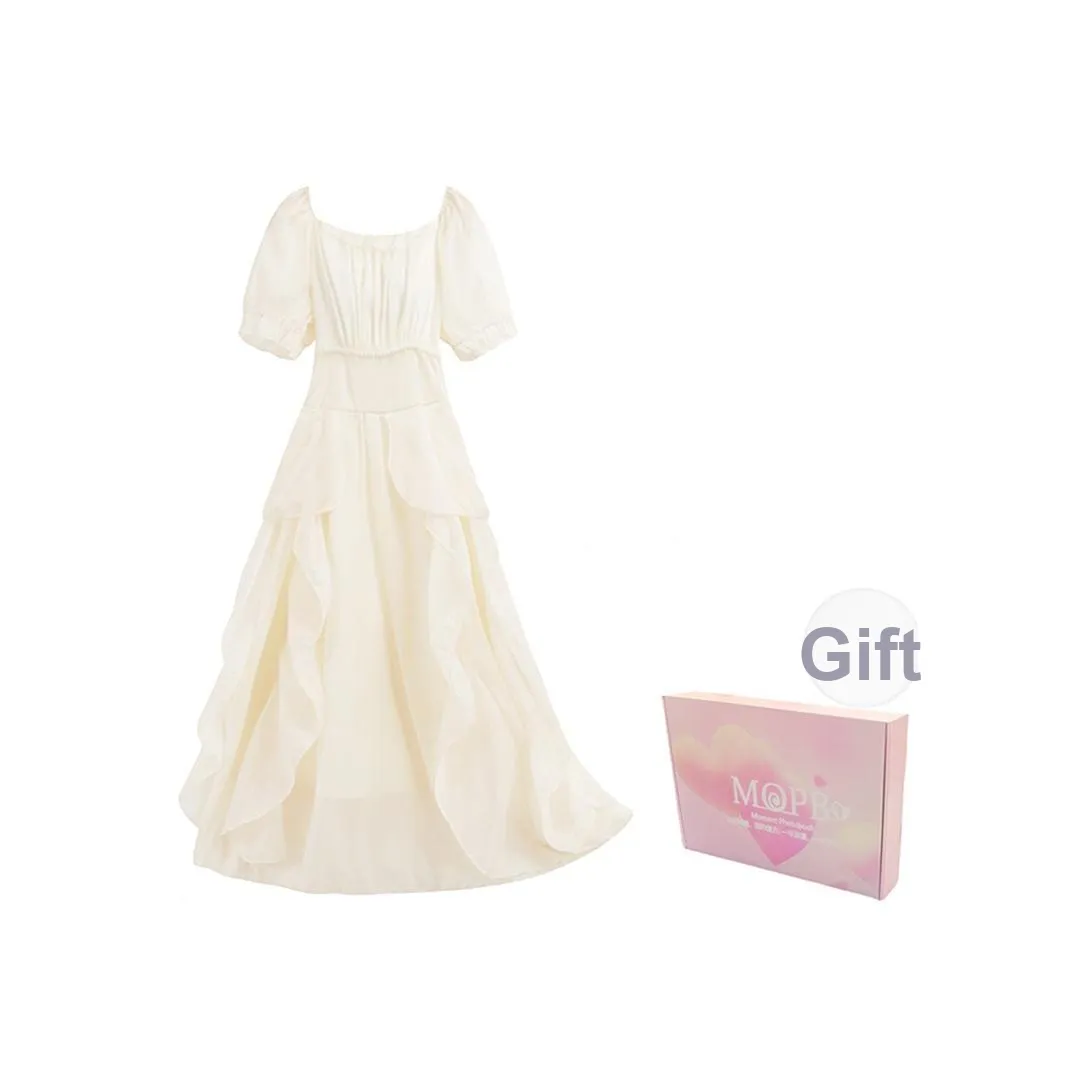 MOPB Короткий рукав Платье Женское Набор в подарочной коробке Включено Абрикос