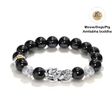 Premium Silver Chinese Auspicious Animal[Amitabha Buddha-Rat and Dog]