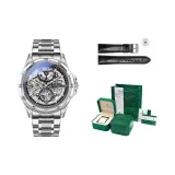 Premium Gift Square Box-Silver Case White Dial Silver Steel Band