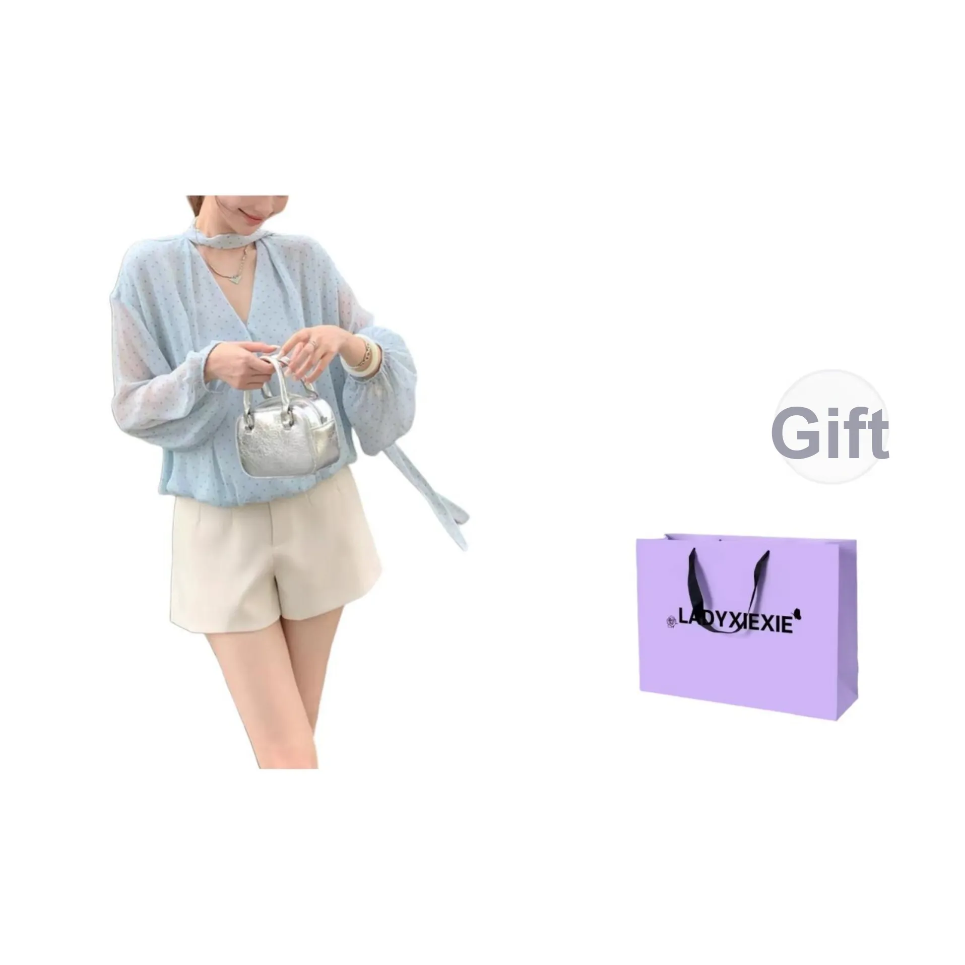 LADYXIEXIE Синий Женская Рубашка