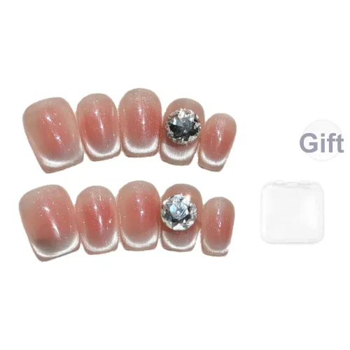 Fanze Ледяной Прозрачный Французский Кошачий Глаз False Nail Средний LADDER Телесный Смудж 20мм
