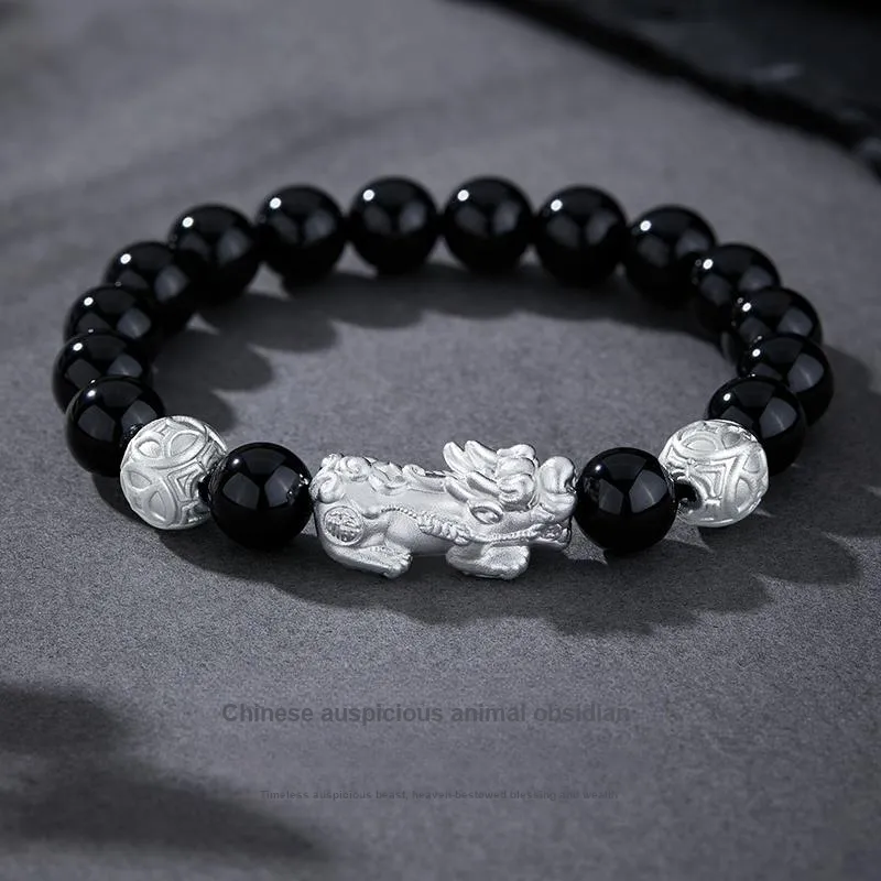 Central Fashion Natural Obsidian Jade Bracelets Unisex-2