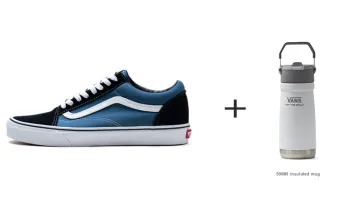 Vans Old Skool Low Top Skateboard Shoes Unisex Marine Blue Thermos Mug Set