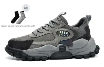 JEEP SPIRIT Anti-Slip And Wear-Resistant Lightweight Low-Top Casual Shoes Men's Climbing Gray