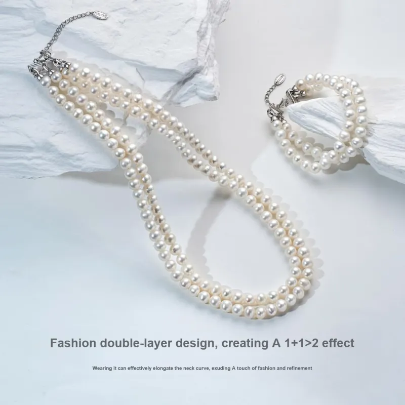 ME LUXE Pearl Double Layer Buckle Necklace, Elegant And Dignified Women's-3