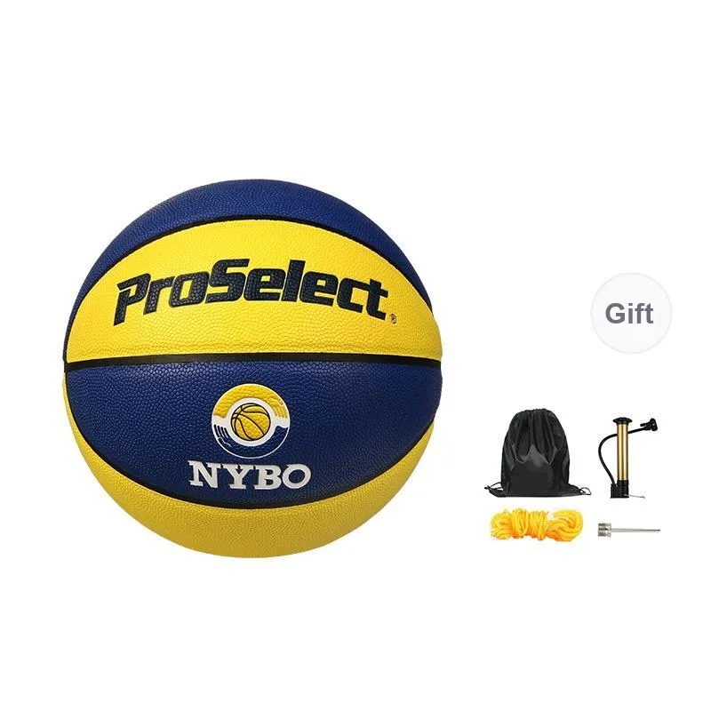 ProSelect PU Basketball Yellow Blue Multicolor Size 7/Size 5/Size 4 Match Unisex-0